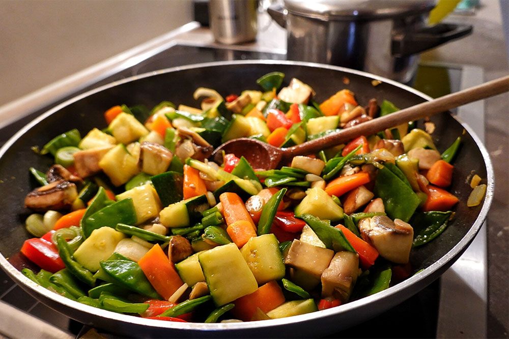 сковородка с овощами