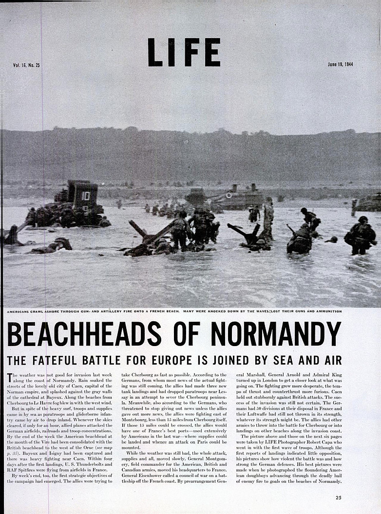 Журнал LIFE, 19 июня 1944 года, фотографии Роберта Капы            
