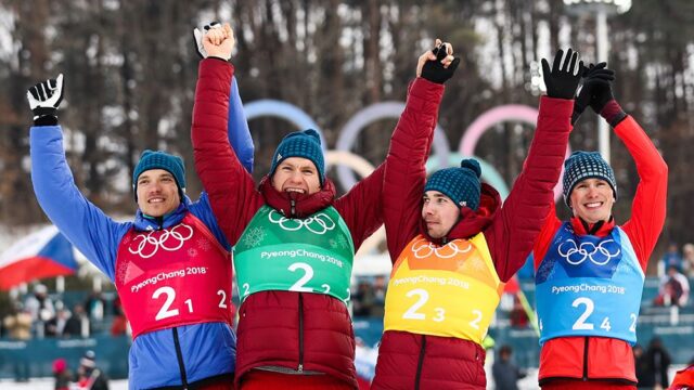Российские лыжники выиграли серебро в эстафете на Олимпиаде