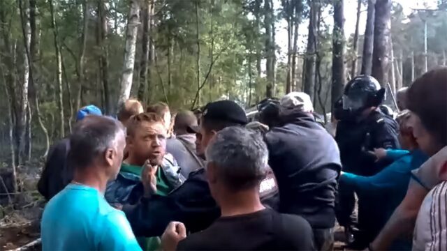 В подмосковном Ликине-Дулеве полиция задержала протестующих против вырубки леса, одну из активисток увезли в больницу в тяжелом состоянии