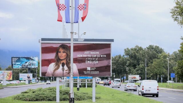 В Загребе сняли рекламу курсов английского с Меланией Трамп. Ее адвокат пригрозил судом
