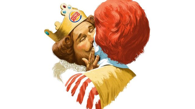 Братский поцелуй: Burger King выпустил рекламу, где Король бургеров целует Рональда Макдональда