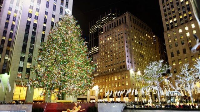 В Нью-Йорке зажгли огни на главной рождественской елке США