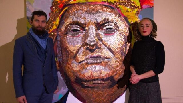 Украинские художники создали портрет Трампа из одноцентовых монет