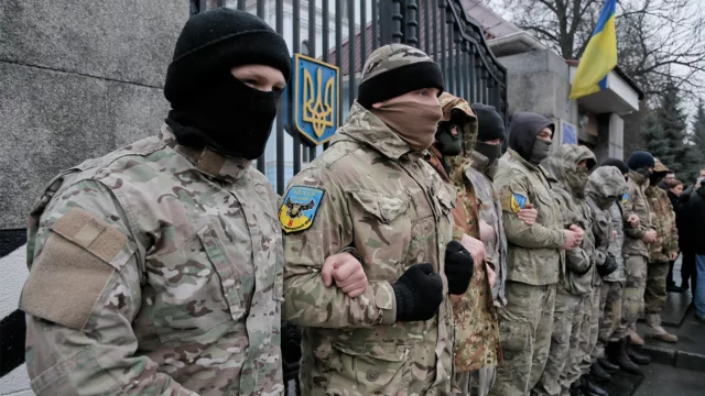 бойцы батальона «Айдар» в Киеве 30 января 2015 года