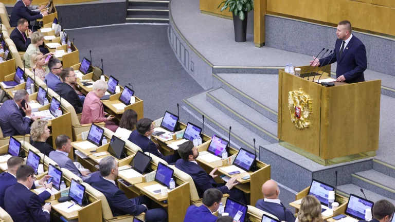 Выступление председателя Народного Совета ЛНР Дениса Мирошниченко на пленарном заседании Государственной думы РФ