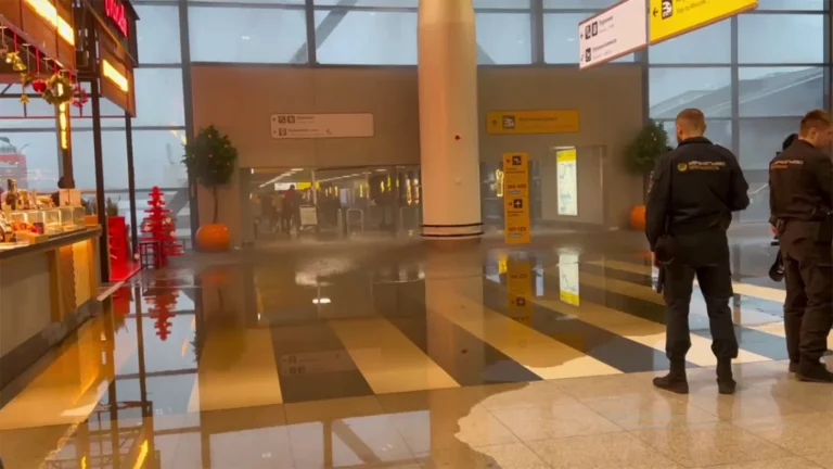 В аэропорту Шереметьево сработала противопожарная система. Один из терминалов подтопило
