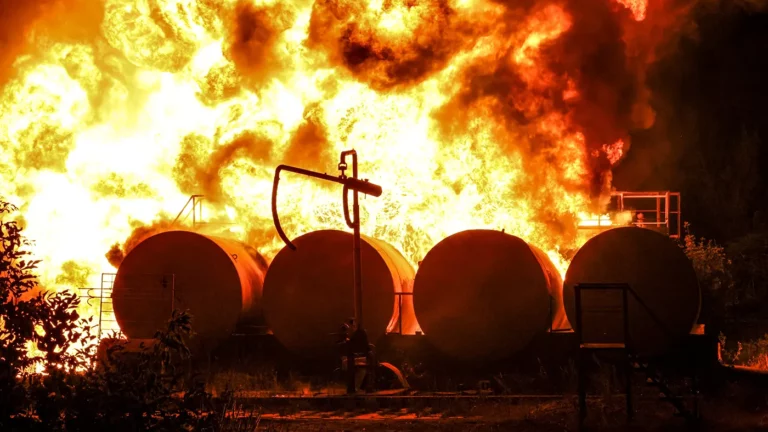 В Макеевке из-за обстрела загорелась Красногвардейская нефтебаза