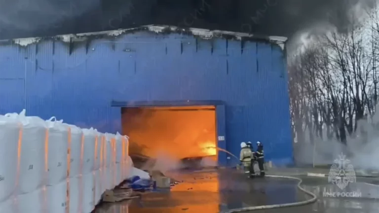 Внутри — газовые баллоны: видео мощного пожара на складе в Подмосковье