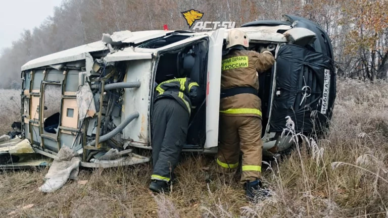 В Новосибирской области скорая с роженицей вылетела с трассы и перевернулась
